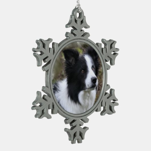 Border Collie Art Tin Sneeuwvlok Ornament (Links)