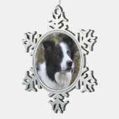 Border Collie Art Tin Sneeuwvlok Ornament (Rechts)