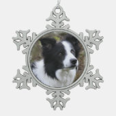 Border Collie Art Tin Sneeuwvlok Ornament (Voorkant)