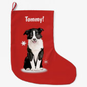 Border Collie at Kerstmis Name Grote Kerstsok (Voorkant)