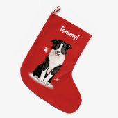 Border Collie at Kerstmis Name  Grote Kerstsok (Voorkant (Hangend))