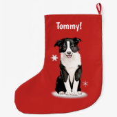 Border Collie at Kerstmis Name  Grote Kerstsok (Achterkant)