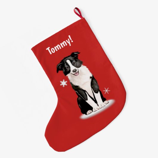 Border Collie at Kerstmis Name  Grote Kerstsok (Achterkant (Hangend))