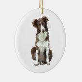 Border Collie (B) - bruin en wit Keramisch Ornament (Rechts)