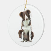 Border Collie (B) - bruin en wit Keramisch Ornament (Links)