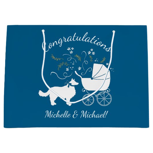Border Collie-Baby shower Groot Cadeauzakje (Voorkant)