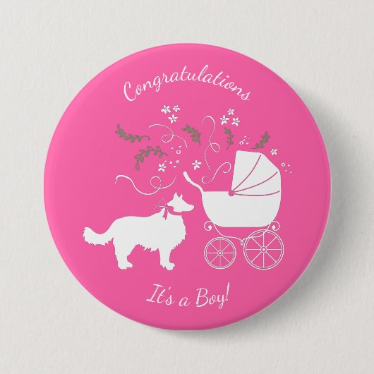 Border Collie-Baby shower Ronde Button 7,6 Cm (Voorkant)