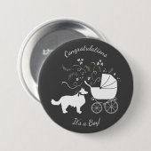 Border Collie-Baby shower Ronde Button 7,6 Cm (Voorkant /achterkant)