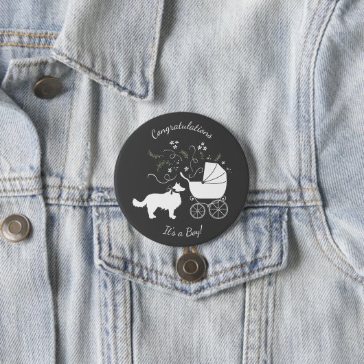 Border Collie-Baby shower Ronde Button 7,6 Cm (In situ)