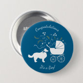Border Collie-Baby shower Ronde Button 7,6 Cm (Voorkant /achterkant)