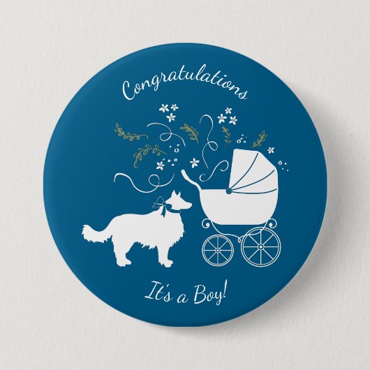 Border Collie-Baby shower Ronde Button 7,6 Cm (Voorkant)