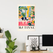 Border Collie Badkamerprint Funny Roze Matisse Poster (Thuiskantoor)