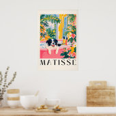 Border Collie Badkamerprint Funny Roze Matisse Poster (Keuken)