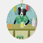 Border Collie Bamboo Tiki Bar Ornament (Links)