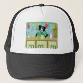 Border Collie Bamboo Tiki Bar Trucker Pet (Voorkant)