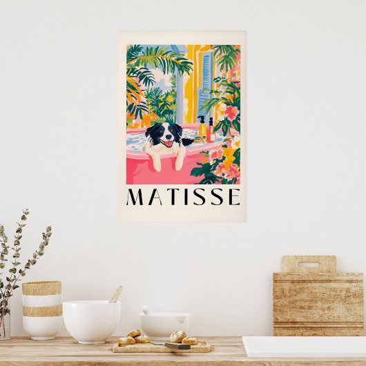 Border Collie Bathroom Print Funny Pink Matisse (Keuken)