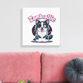 Border Collie BC Zombie Dog Halloween Essential T- Canvas Afdruk (Insitu (Woonkamer))