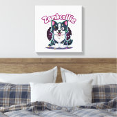 Border Collie BC Zombie Dog Halloween Essential T- Canvas Afdruk (Insitu (Slaapkamer))