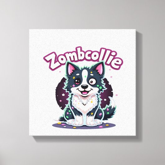 Border Collie BC Zombie Dog Halloween Essential T- Canvas Afdruk (Voorkant)