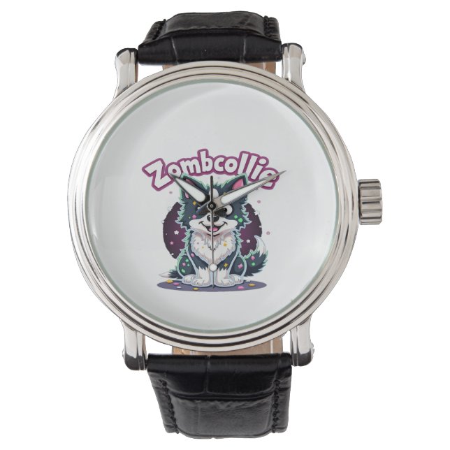 Border Collie BC Zombie Dog Halloween Essential T- Horloge (Voorkant)