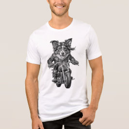 Border Collie Biker Dog Tri-Blend Shirt