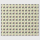 Border Collie Birthday Gift Wrapping Paper Yellow Cadeaupapier (Vlak)