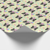 Border Collie Birthday Gift Wrapping Paper Yellow Cadeaupapier (Hoek)