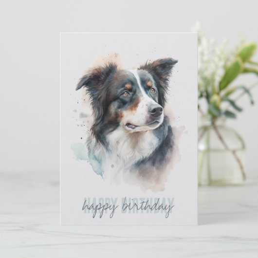 Border Collie Birthday Kaart (Staand voorkant)