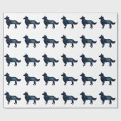 Border Collie Black Waterverf Silhouette Cadeaupapier (Vlak)