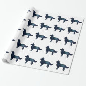 Border Collie Black Waterverf Silhouette Cadeaupapier (Uitgerold)