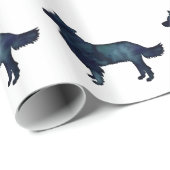 Border Collie Black Waterverf Silhouette Cadeaupapier (Rol Hoek)