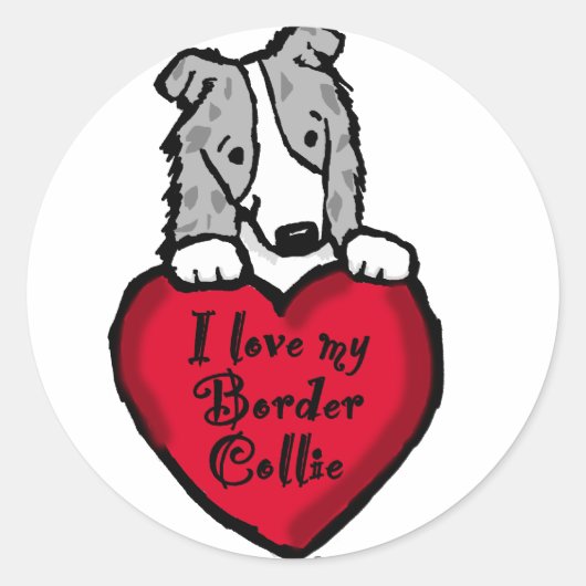 Border Collie (blauwe merle) Love Ronde Sticker (Voorkant)