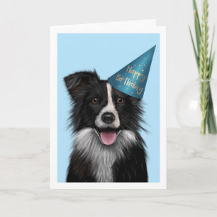 Border Collie Blue Birthday Wenskaart Kaart