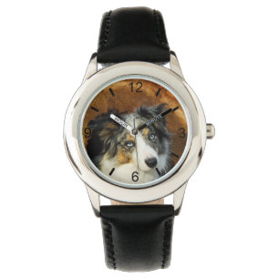 Border Collie Blue Merle Dog Head Pet - wijzerplaa Horloge