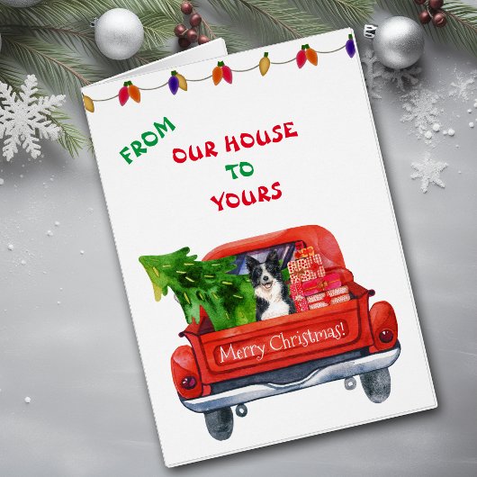 Border Collie Boerderij Truck Kerstmis Kaart