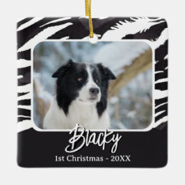 Border Collie Bont Patroon Foto 1e Kerstmis Keramisch Ornament
