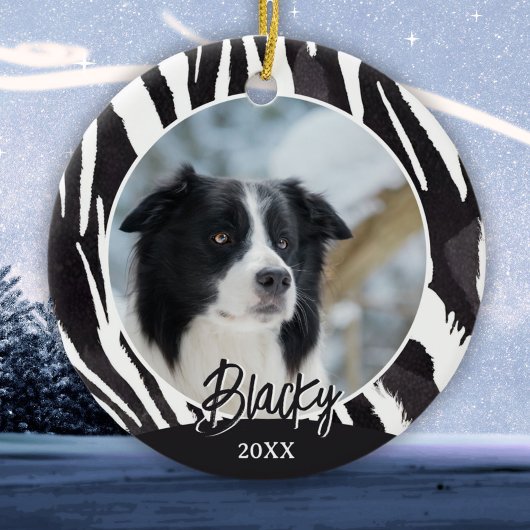 Border Collie Bont Patroon Foto Kerstmis Keramisch Ornament