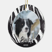 Border Collie Bont Patroon Foto Kerstmis Keramisch Ornament (Links)