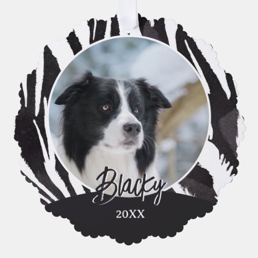 Border Collie Bont Patroon Foto Kerstmis Ornament Kaart (Voorkant)