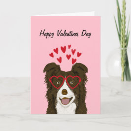 Border Collie - Bruin - Valentijnsdag Kaart