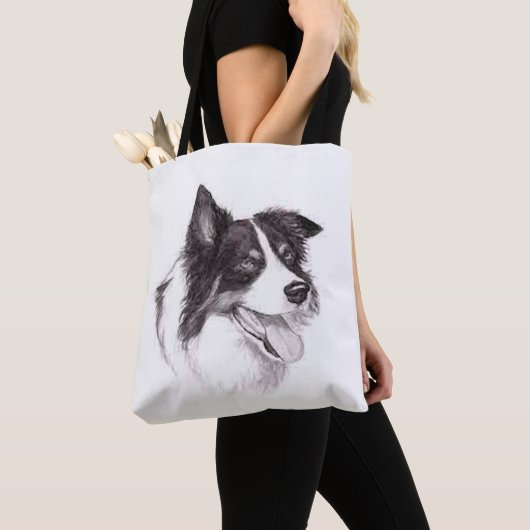 Border Collie Canvas tas (Dichtbij)