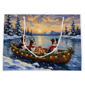 Border Collie Christmas Boat Holiday Groot Cadeauzakje (Voorkant)