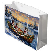 Border Collie Christmas Boat Holiday Groot Cadeauzakje (Achterkant Gekanteld)