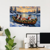 Border Collie Christmas Boat Holiday Poster (Thuiskantoor)