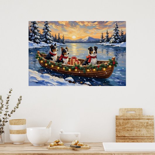 Border Collie Christmas Boat Holiday Poster (Keuken)