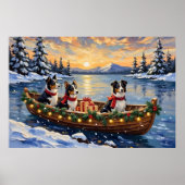 Border Collie Christmas Boat Holiday Poster (Voorkant)