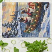 Border Collie Christmas Boat Holiday Theedoek (Gevouwen)