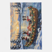 Border Collie Christmas Boat Holiday Theedoek (Verticaal)
