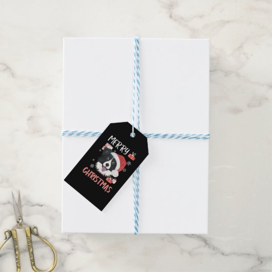 Border Collie Christmas Cadeaulabel (Met Touw)