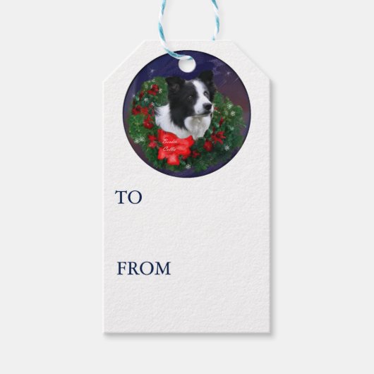Border Collie Christmas Cadeaulabel (Voorkant)